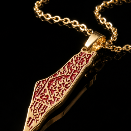 18K Gold-Plated Palestine Tatreez Map Necklace