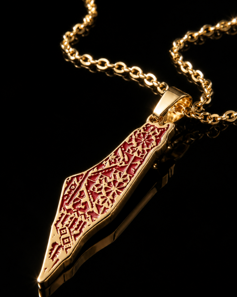 18K Gold-Plated Palestine Tatreez Map Necklace