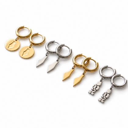 18K Gold-Plated Palestine Map / Handala Huggie Hoops