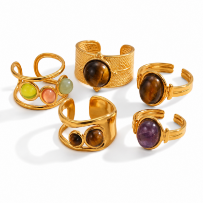 18K Gold-Plated Natural Stone Ring