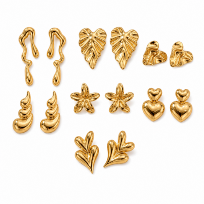 18K Gold-Plated Statement Stud Earrings