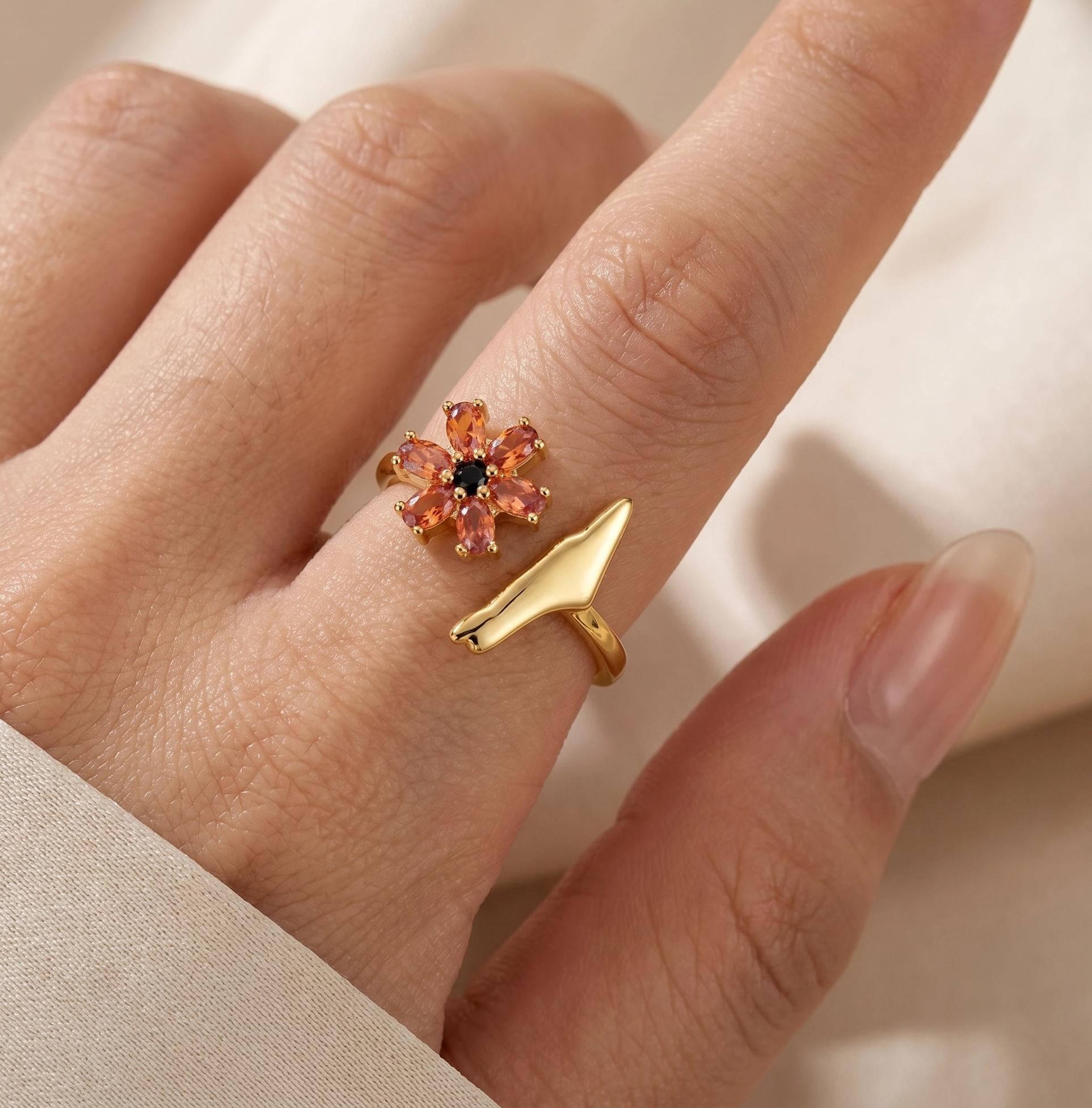 18K Gold-Plated Palestine Map Crystal Ring - Image 2