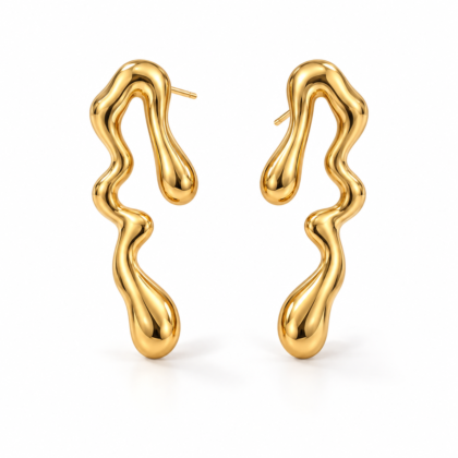 18K Gold-Plated Statement Droopy Earrings