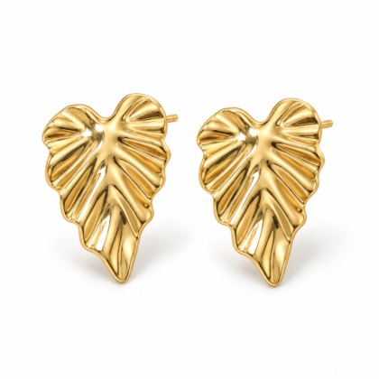 18K Gold-Plated Statement Leaf Earrings