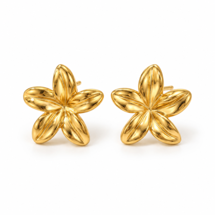 18K Gold-Plated Statement Floral Earrings