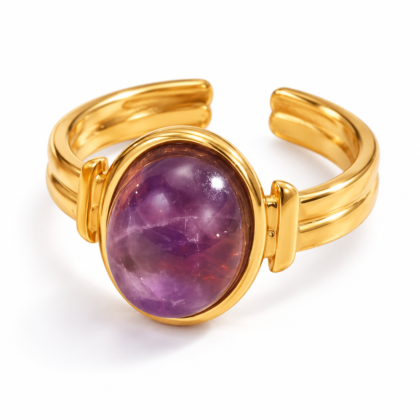 18K Gold-Plated Amethyst Ring